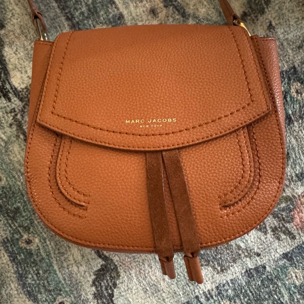 Marc Jacobs Tan Saddle Crossbody Bag with Tassel Accent